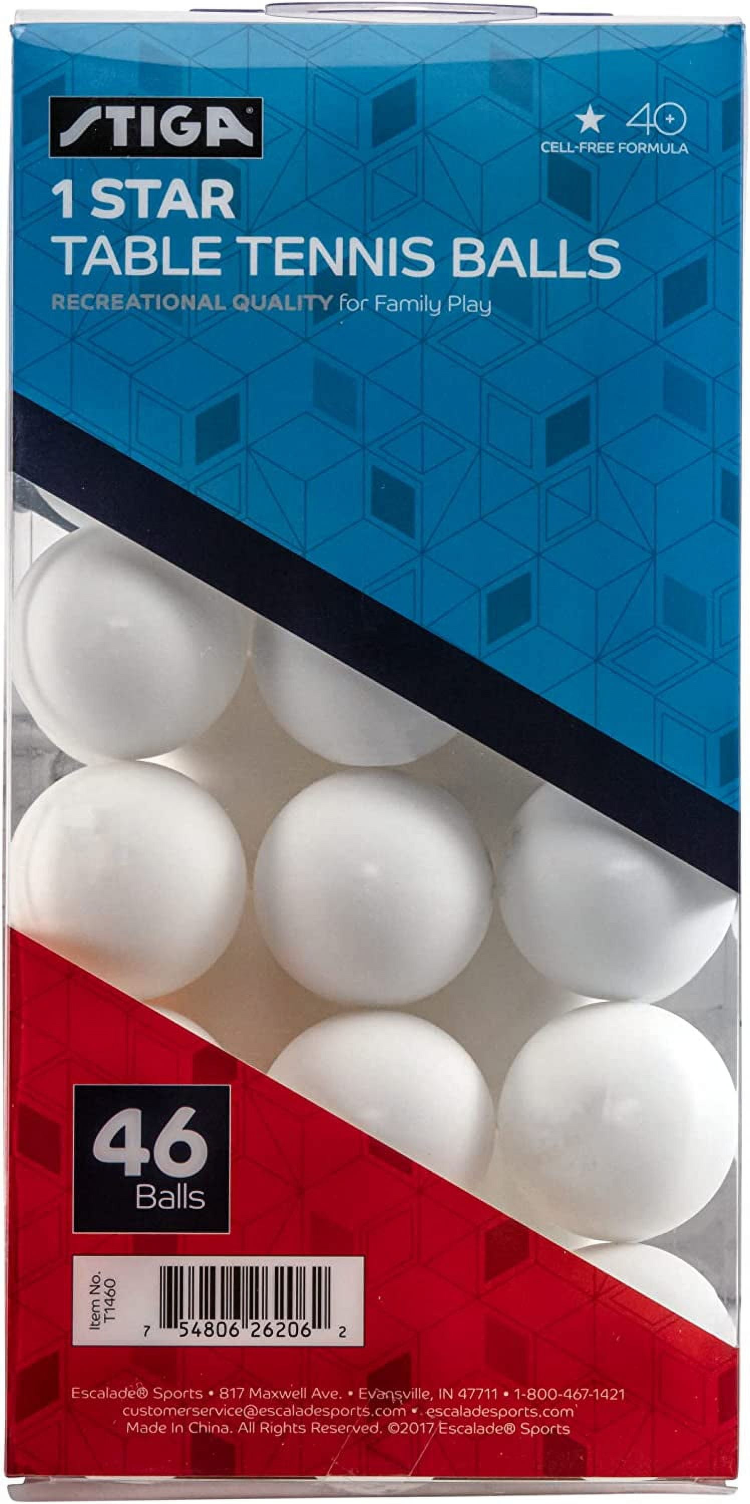 Escalade Sports T1460 STIGA White 1 Star Table Tennis Balls - 46 Pack