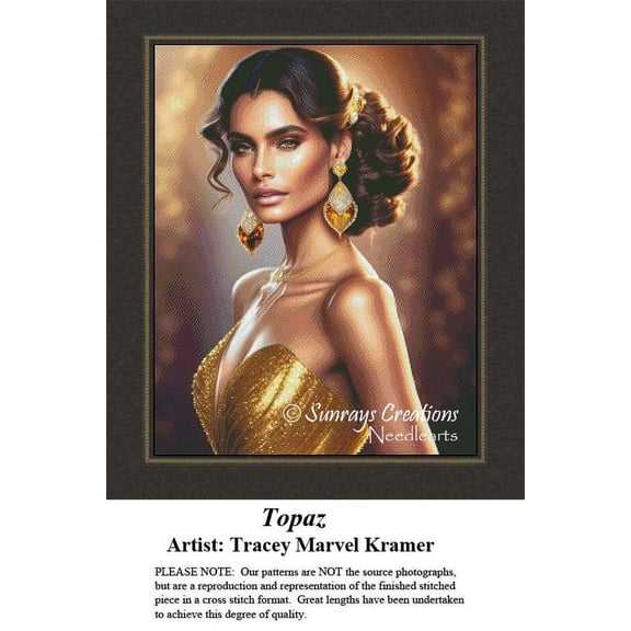 Gemstone Beauties Cross Stitch Pattern | Topaz (Pattern Only, You Provide The Floss and Fabric)