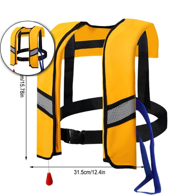 Dvruxg Manual Inflatable Life Vest for Adults - High Visibility Fishing & Outdoor Safety Jacket with Reflective Strips, Adjustable Comfort Fit for Boating, Rafting & Surfing