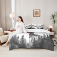 thumbnail image 4 of Castle Fairy Animal Deer Full Size Bedding Sets 7 Pieces,Jungle Moutain Wildlife Full Size Bed in a Bag,Gray Off White,Reversible, 4 of 7