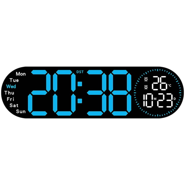 Ohufall 17.3 Inch Large LED Digital Wall Clock Temp Humidity Display Alarm Clock For Living Room Bedroom Home Decor