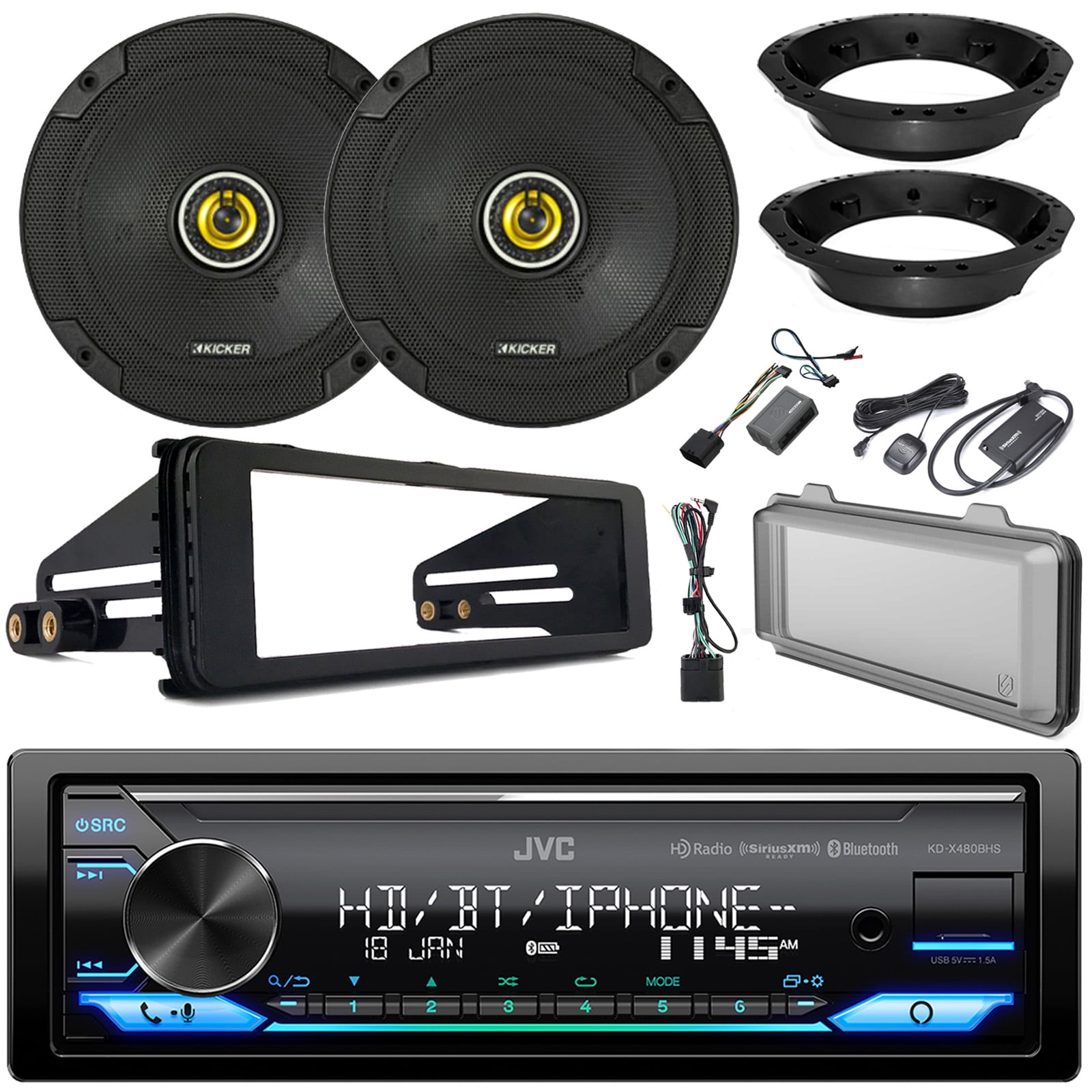 JVC KDX480BHS Single DIN Bluetooth USB AUX LED AM/FM Stereo LED Car