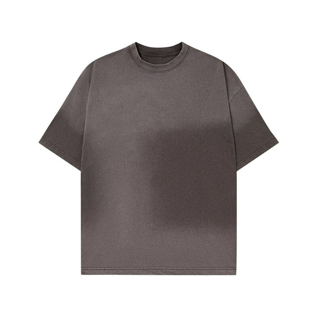 Styesk T Shirts for Man Men's Casual Round Neck Solid Color Sports Washed Distressed T-shirt