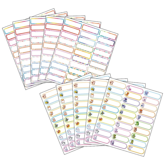 OULII 10 Feuilles d'Autocollants de Noms Inscriptibles en Couleurs Assorties pour Usage Parent