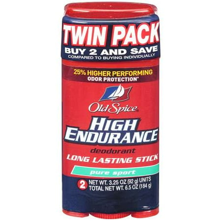 Old Spice High Endurance Pure Sport Long Lasting Deodorant Stick, 2 Pack