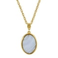 thumbnail image 3 of 1928 Jewelry 14K Gold Dipped Gemstone Blue Lace Agate Oval Pendant Necklace For Women, 16", 3 of 4