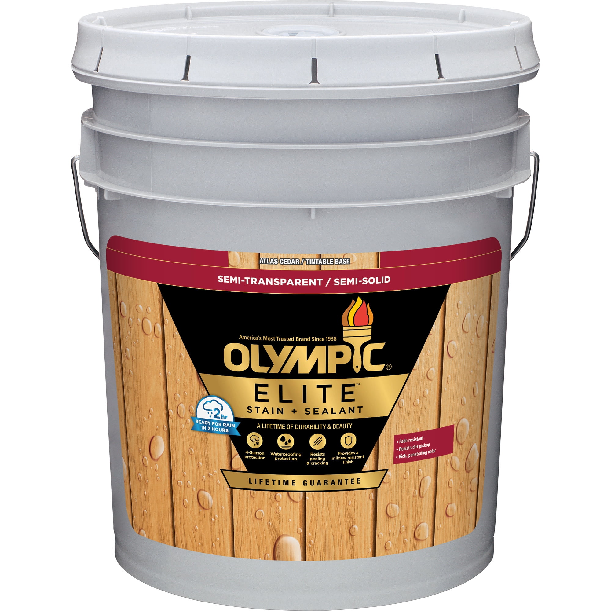 Olympic Elite 5 Gallons ST-2027 Timberline Semi-Transparent Exterior Stain and Sealer in One Low VOC
