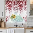thumbnail image 3 of Swag Valance Curtains for Windows, Red Eucalyptus Leaves Light Filtering Kitchen Curtains with Rod Pocket, Spring Summer Botanical Decorative Window Treatment Valances for Living Room, 36x63 - 2 PCS, 3 of 9