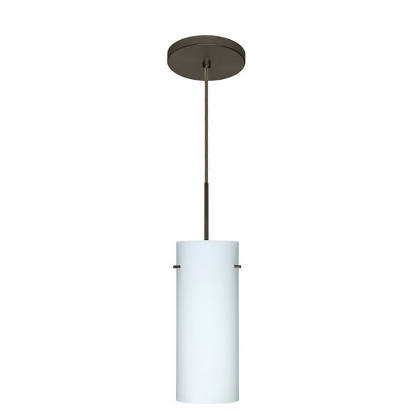 1JT-412307-BR-Besa Lighting-Stilo 10-One Light Cord Pendant with Flat Canopy-4 Inches Wide by 10 Inches High-Bronze Finish-Opal Matte Glass