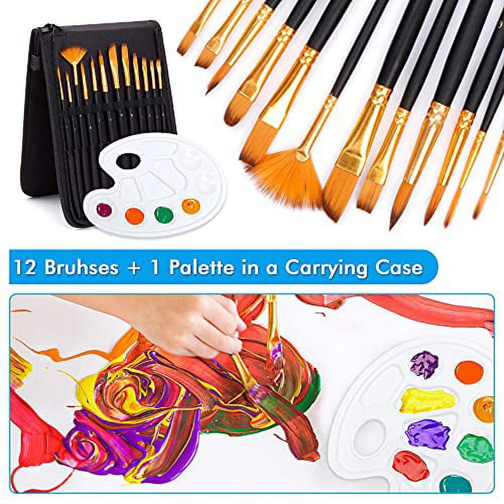 MMARTE 59pcs Acrylic Paint Set for Kids, Art Painting Supplies Kit with 24  Non-Toxic Paints, Tabletop Easel, Paint Brushes, Painting Pad, Canvas More