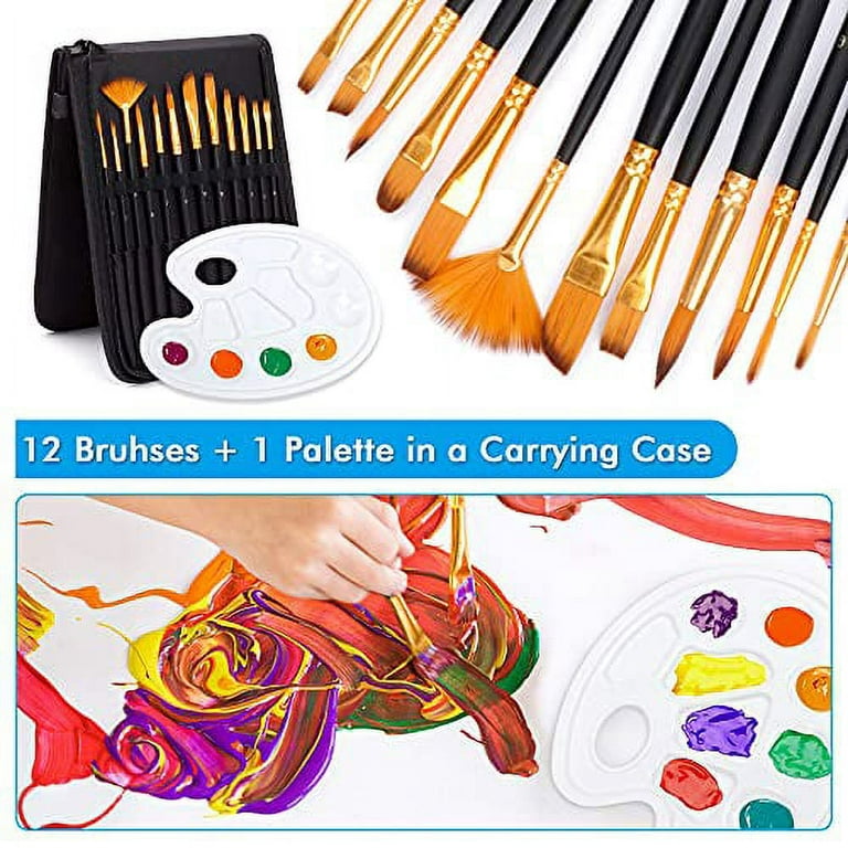 Shuttle Art Acrylic Painting Set, 59 Pack Professional Painting Supplies with Wood Tabletop Easel, 30 Colors Acrylic Paint, Canvas, Brushes, Palette