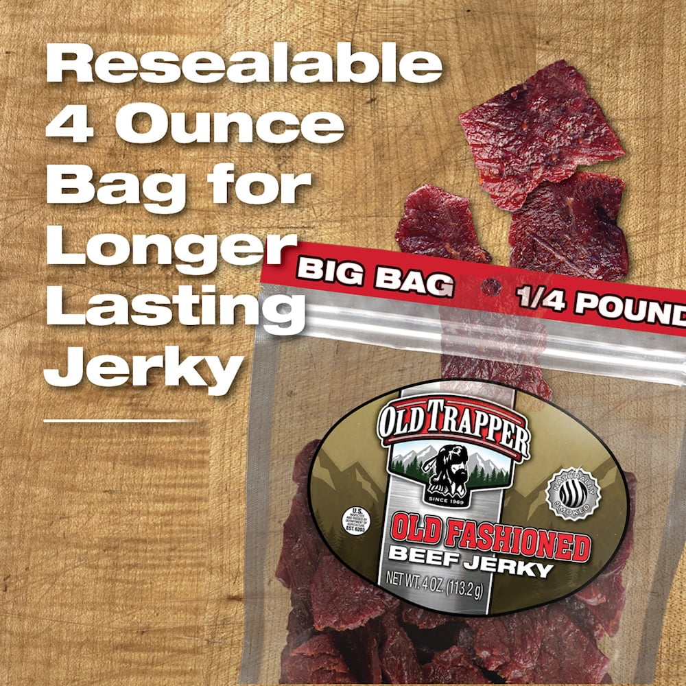 (3 pack) Old Trapper Beef Jerky, Old Fashioned Flavor, 4oz Resealable Package