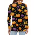 thumbnail image 4 of Womens Tops Long Sleeves T-Shirts Pumpkin Print Halloween Shirts Loose Fit V Neck Going Out Tops, 4 of 5