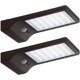 thumbnail image 1 of Luz LED solar con sensor de movimiento para exteriores, paquete de 2, luces de pared activadas por movimiento de seguridad con postes de montaje para canalones, patio, camino de jardín, 1 of 5