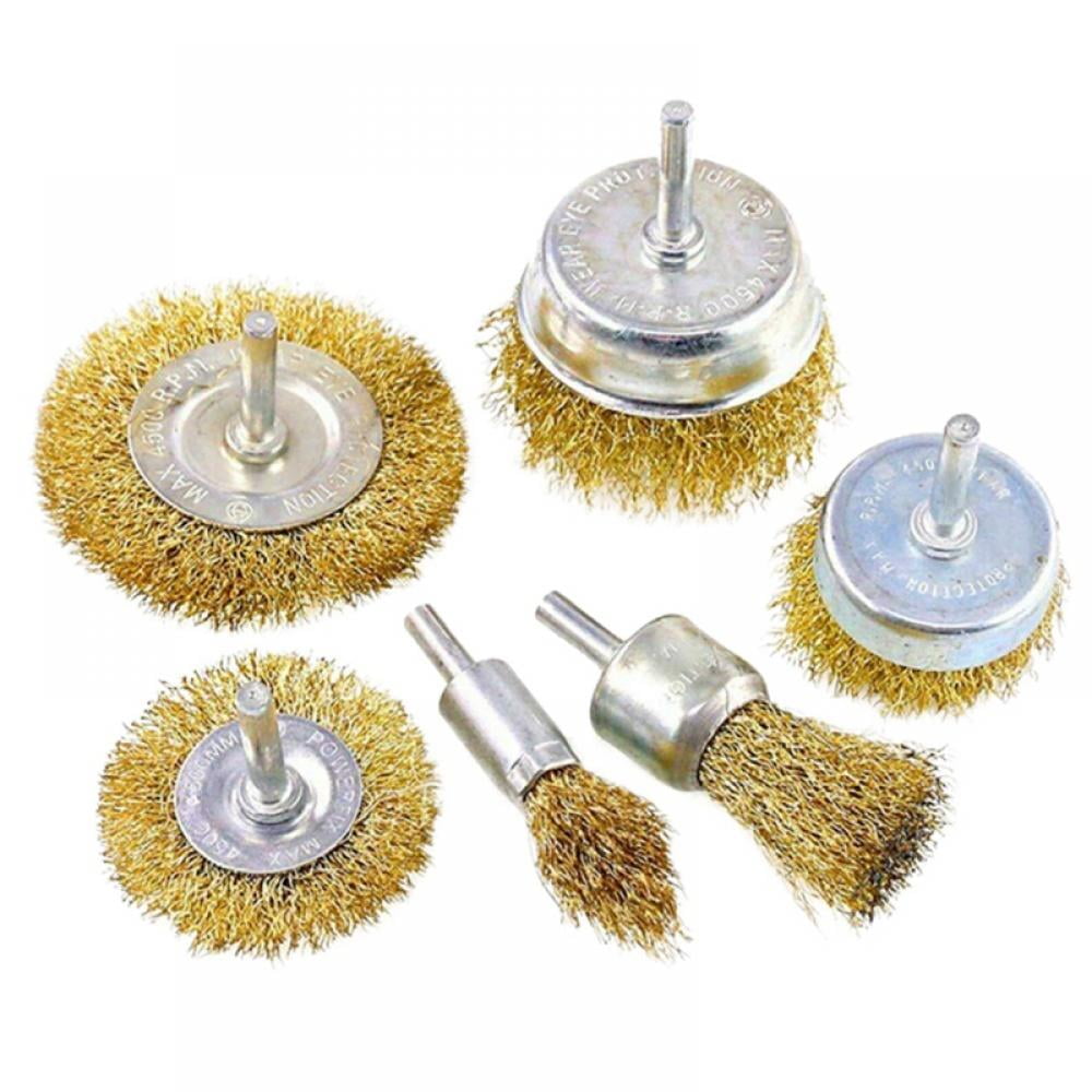 7pc HEAVY DUTY DRILL WIRE WHEEL CUP FLAT BRUSH METAL CLEANING RUST SANDING SET 