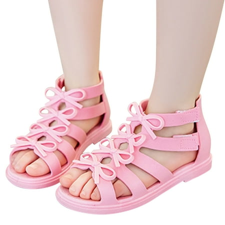 

Relanfenk Girls Sandals Toddler Kids Little Child Soild Bowknot Princress Shoes Soft Sole Non Slip First Walkers Prewalker Beach Shoes