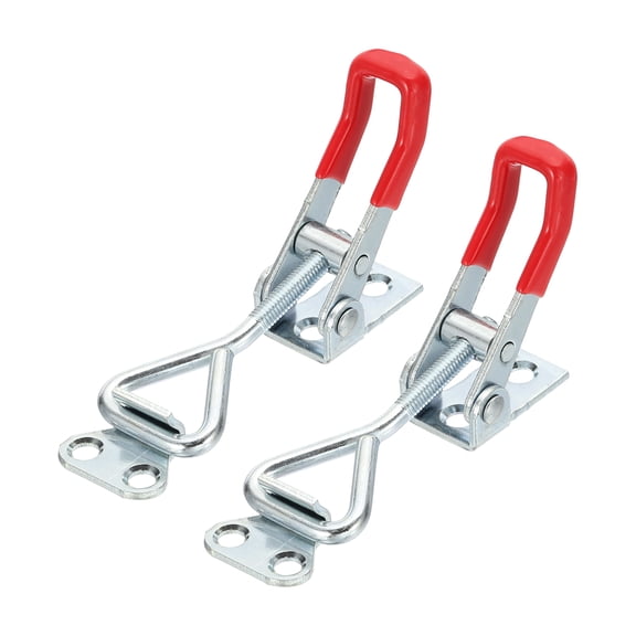 Uxcell 2pcs Adjustable Toggle Clamp M5x27mm 220lbs 4001 Style, Silver Red