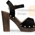 thumbnail image 4 of Unique Bargains Platform Buckle Ankle Strap Chunky High Heels Sandals for Women Black 8, 4 of 6
