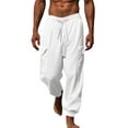thumbnail image 1 of xiaxaixu Men Cargo Pants, Elastic Waist Drawstring Solid Loose Casual Pants Trousers with Pockets, 1 of 7