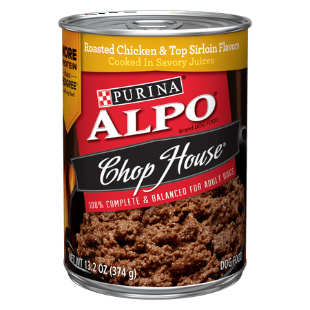 Purina ALPO Wet Dog Food, Chop House Roasted Chicken & Top Sirloin Flavors, 13.2 oz. Can