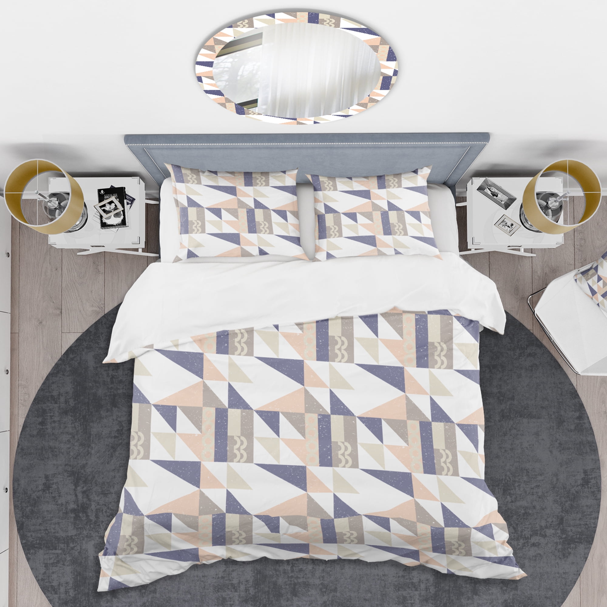 Designart 'Retro Geometric Design X' Mid-Century Modern Duvet Cover Set