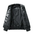 thumbnail image 5 of Kilaqueen Leather Jacket for Men Faux Leather Lapel Long Sleeve Zip Up Bomber Jacket with Pockets 90s Vintage Biker Racing Moto Jackets, 5 of 9