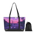 thumbnail image 7 of FORMRS Canvas Laptop Tote Bag for Women with 15.6" Computer Compartments Shoulder Handbag, White Cat Walking, 7 of 7