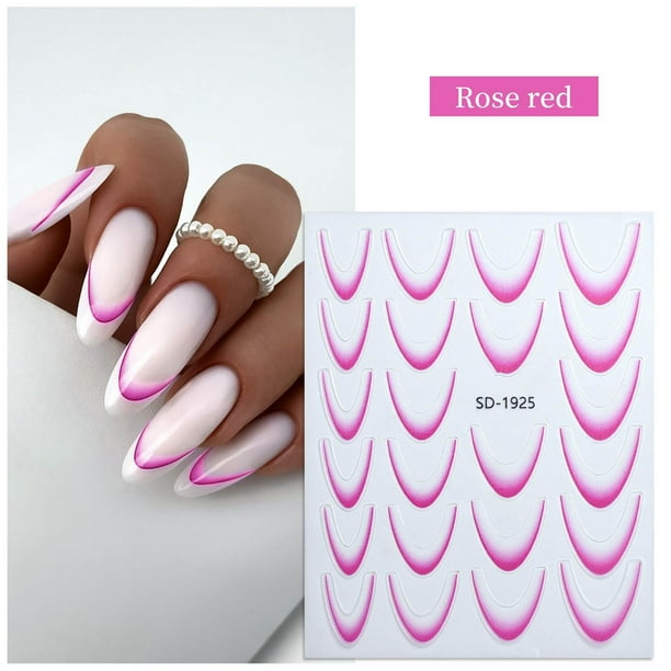 Pegatinas para uñas para decoración de uñas, pegatinas para uñas para mujeres, pegatinas para uñas de color sólido, pegatinas para uñas con degradado francés, pegatinas adhesivas para uñas en la parte