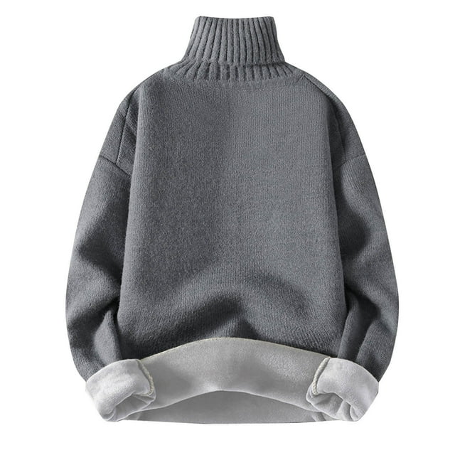 Xfvqtps Chandail Homme Décontracté Uni Épaissi Tricoté chandail à Manches Longues Col Roulé