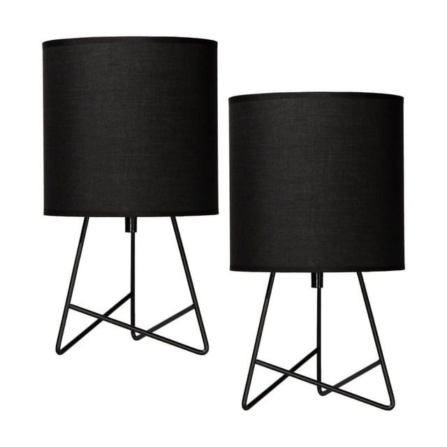 Lámpara de mesa 2 pack, estilo moderno, acabado negro,1 luz E27 60W