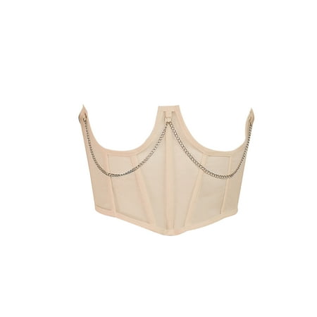 

Women Waist Corset Girdle Mesh Flower Embroidery Fish Bone Shape with Vertical Pattern Decoration