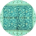 thumbnail image 1 of Ahgly Company Machine Washable Indoor Round Oriental Turquoise Blue Traditional Area Rugs, 6' Round, 1 of 4