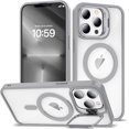 thumbnail image 1 of KOMI Magnetic Case for iPhone 13 Pro Max Case with Camera Stand [Compatible with MagSafe] [Military Drop Tested] Shockproof Slim Clear iPhone 13 Pro Max Phone Case for Women Men Gray, 1 of 4