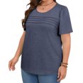 thumbnail image 3 of Solid Color Plus Size Women Short Sleeve Crew Neck Casual Pleated Tee Shirt, 3 of 6