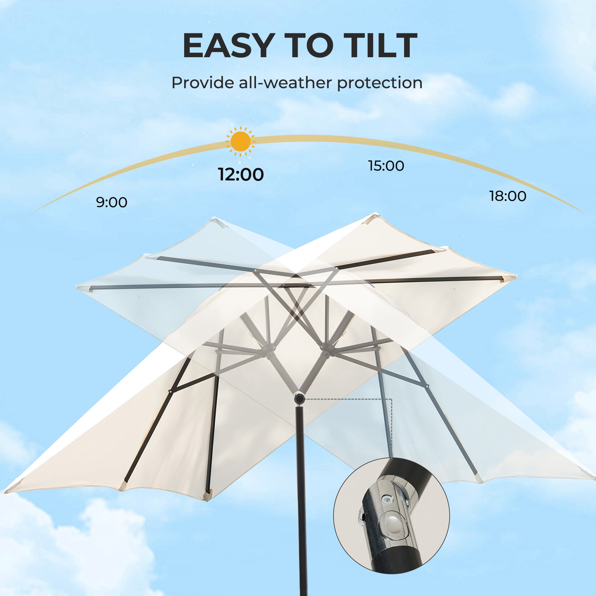 GRANDPATIO 10 × 6.5ft Rectangle Patio Umbrella with Crank & Tilt, Steel Frame, Water & UV-Resistant Polyester Canopy, for Outdoor Garden/Pool/Commercial Use
