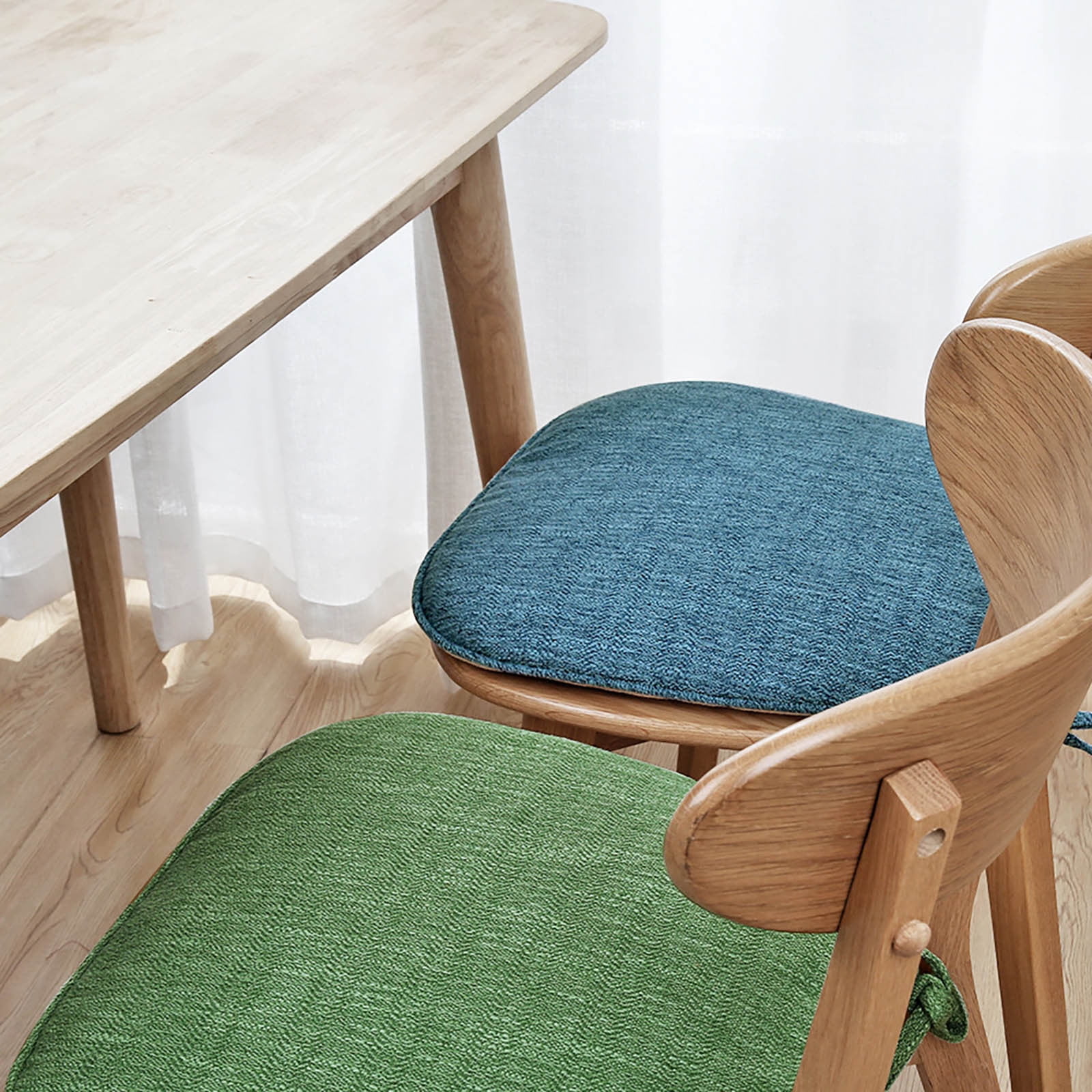 Chair Cushions U-Shaped Set of 4, 17" x 16" Non- Kitchen Dining Chair Pads with Tie Closures, Indoor Outdoor Seat Cushions with Removable Washable Covers, Army Green