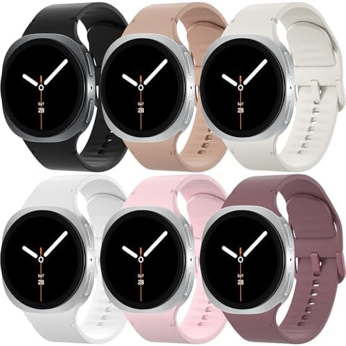 6Pack No‑Gap Soft Silicone Watch Bands Compatible with Galaxy Watch 9 8 40/44mm / 8 Classic 46mm, Sport Replacement Wristband Accessories for Men Women