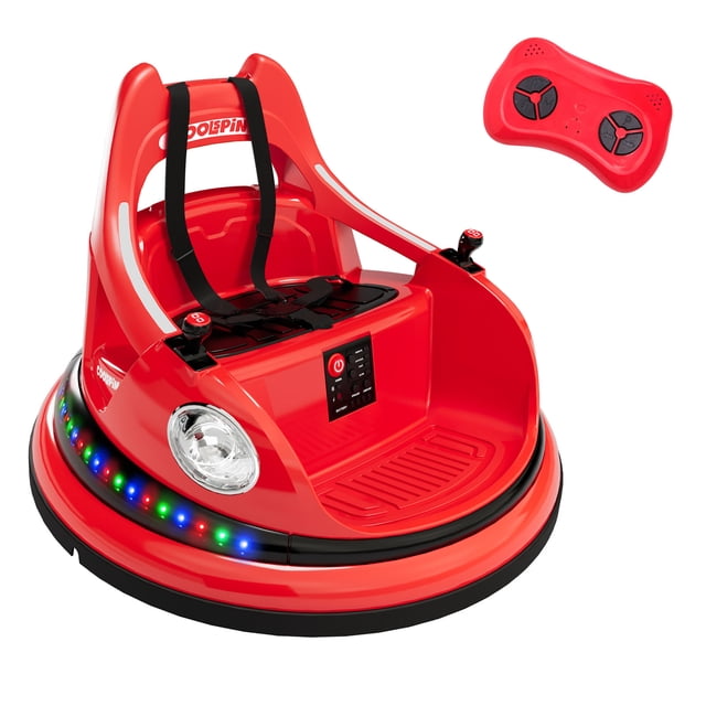 Bumper Car for Kids, 12v Ride on Bumper Car for Toddler with Remote Control, 2-Speed, 2 Driving Modes, 360°Spin, Anti-Collision Padding, Lights, Music, Electric Bumping Car for Children 1.5-6,Red