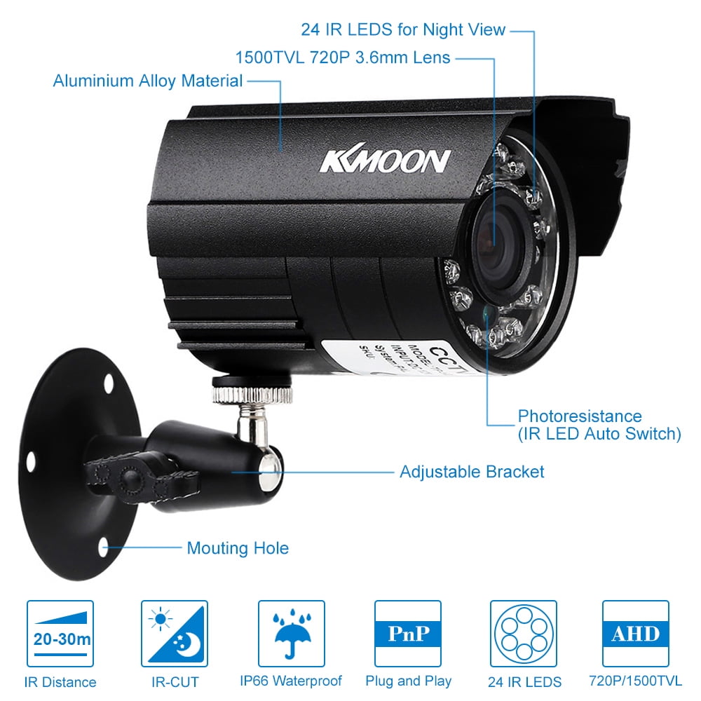 KKmoon 16CH 1080N AHD DVR 16pcs 720P 1500TVL Outdoor Bullet Camera CCTV System