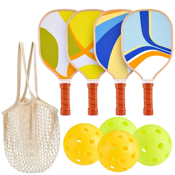 Pickleball Paddles, USAPA Approved Pickleball Set of 4, Wooden Paddles, 4 Balls, Pickle Ball Set Gifts for Women Men