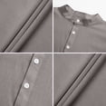 thumbnail image 5 of Zimjoy Men's Henley Shirts Casual Short Sleeve Bamboo Linen Band Collar Shirt Summer Button Basic Tee Gray 3XL, 5 of 5