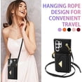 thumbnail image 5 of Phone Case for Samsung Galaxy S23 Ultra 5G Wallet Cell Cover with Credit Card Holder Stand Shoulder Crossbody Strap Long Lanyard Leather S23Ultra 23S S 23 23Ultra 6.8 inch Women Girls Black, 5 of 6