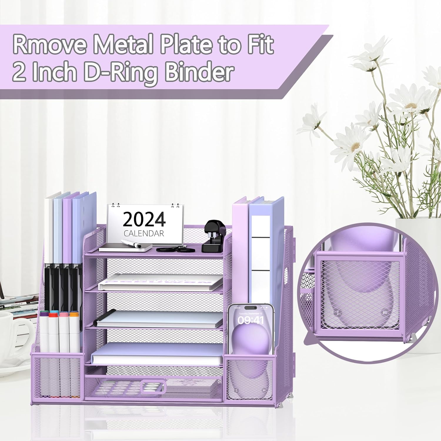 INTIGE 5-Tier Tray-style Document Rack, Desktop Document Sorter with Bookends for Home and Office