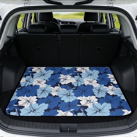 HUISEFOR Hibiscus Flower Car Trunk Mat 29" x 39" All Weather Trunk Protection Non-Slip Vehicle Interior Accessories Anti-Scratch Suitable for Most Cars SUV