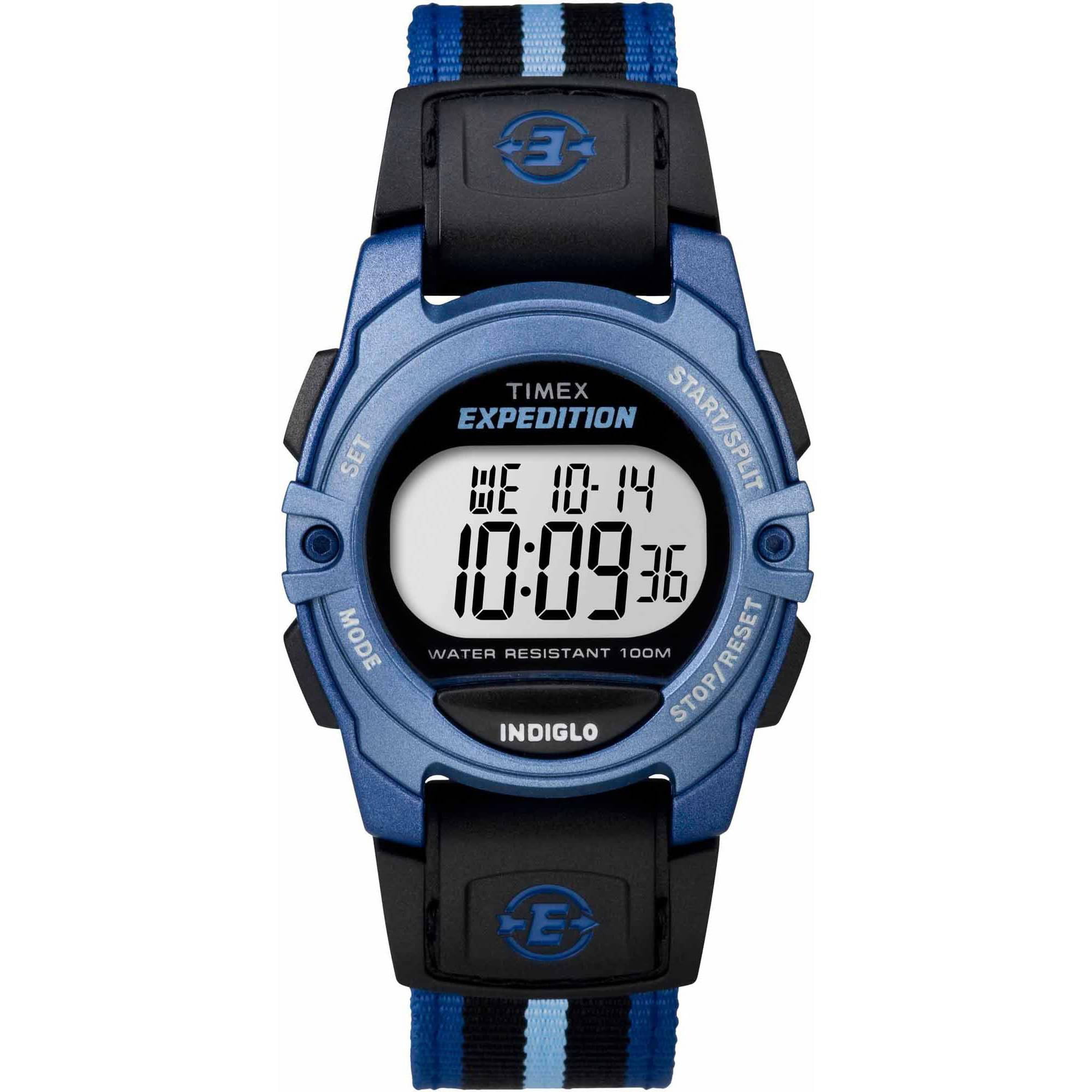 Timex Unisex Expedition Digital CAT Mid-Size Watch, Blue Stripe Nylon Strap by Timex