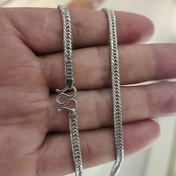 K-KED Real Pt950 Platinum 950 Chain Women Man 3.5mm Solid Curb Necklace Link 22inch