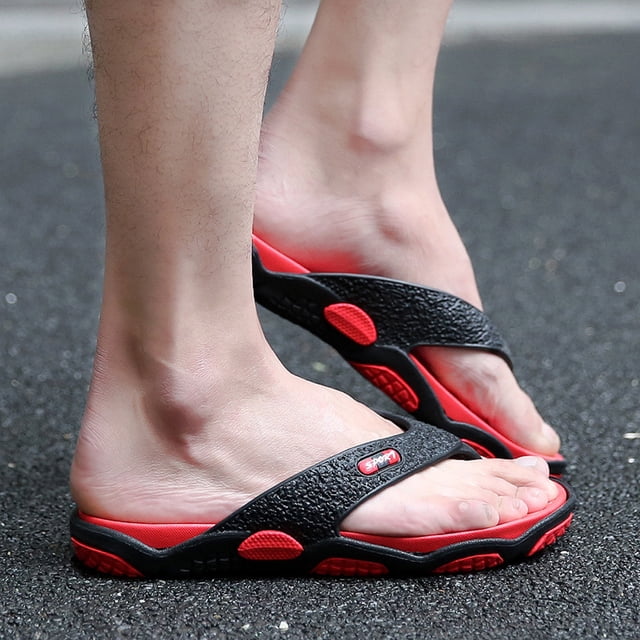 LSLJS Men's Slippers, Summer Men's Open Toe Slippers Fashion Beach Shoes Massage Bathroom Flip Flops