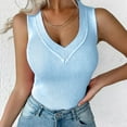 thumbnail image 2 of Tiqkatyck Tank Tops for Women Trendy Womens Casual Slim Fit V Neck Ribbed Knit Tanks Tops Sleeveless T Shirts Sleeveless Shirt Slim Fit Casual Basic Top Summer Tops for Women Blue M, 2 of 6