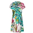 thumbnail image 5 of Pisexur Robes d'Été pour Femmes Mode Col Trou de Serrure Robe Midi Décontractée Slim Manches Courtes Robe Tunique Imprimé Floral Boho Élégante Taille Haute Longueur Genou Robe de Plage Vacances, 5 of 5