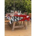 thumbnail image 2 of Outdoor Tablecloth with Umbrella Hole and Zipper, Red Christmas Rectangle Table Cloth 60x120 Inch Waterproof Tablecloth, Gnomes Poinsettia Snowflakes Pine Branches Picnic Table Cover for Patio, 2 of 7